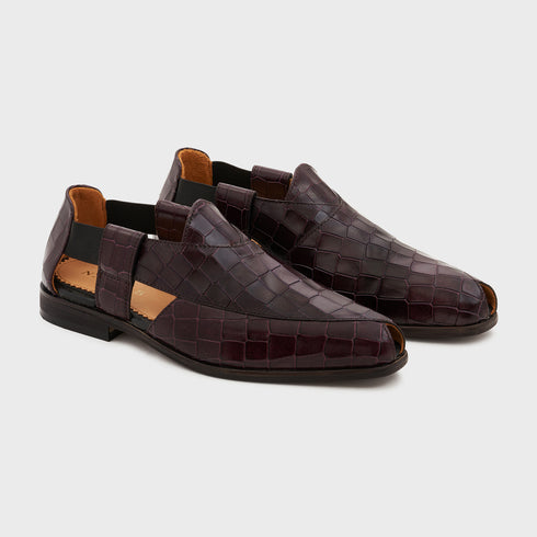 Peshauri | Deep Wine Croco Leather